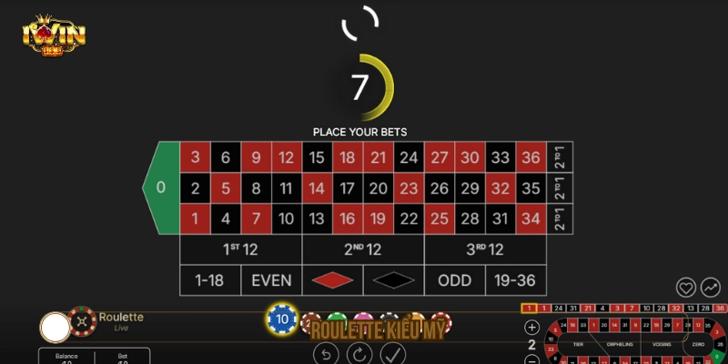 Cược roulette online theo kiểu Mỹ được IWIN update thường xuyên 