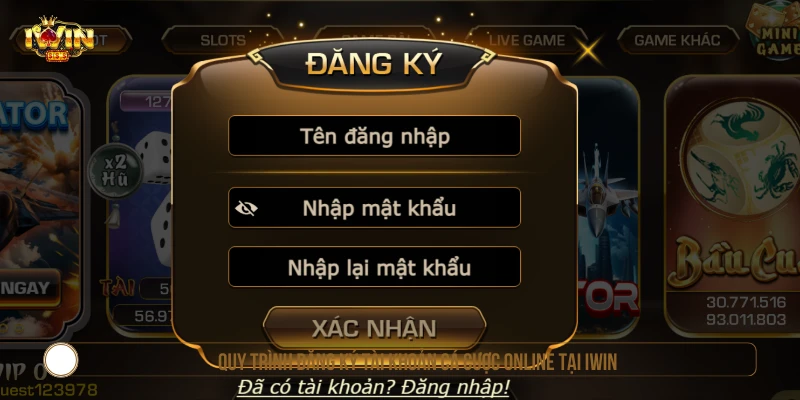 Quy trình đăng ký tài khoản cá cược online tại IWIN